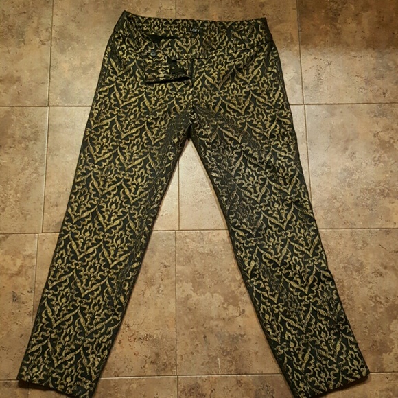 Loft Dress pants gold and black size 0 2 pockets - Picture 1 of 7